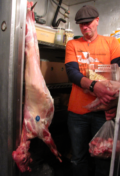 Dave the Butcher contemplates tomorrow's goat
